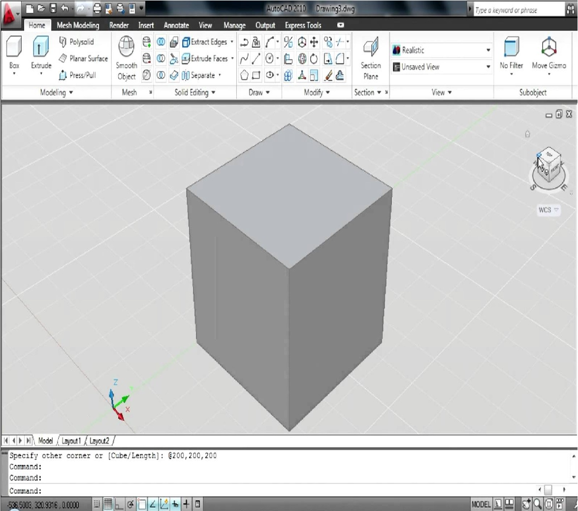 فرمان box در اتوکد سه بعدی (دستور برای ترسیم مکعب مستطیل یا مکعب مربع از نوع توپر Solid)